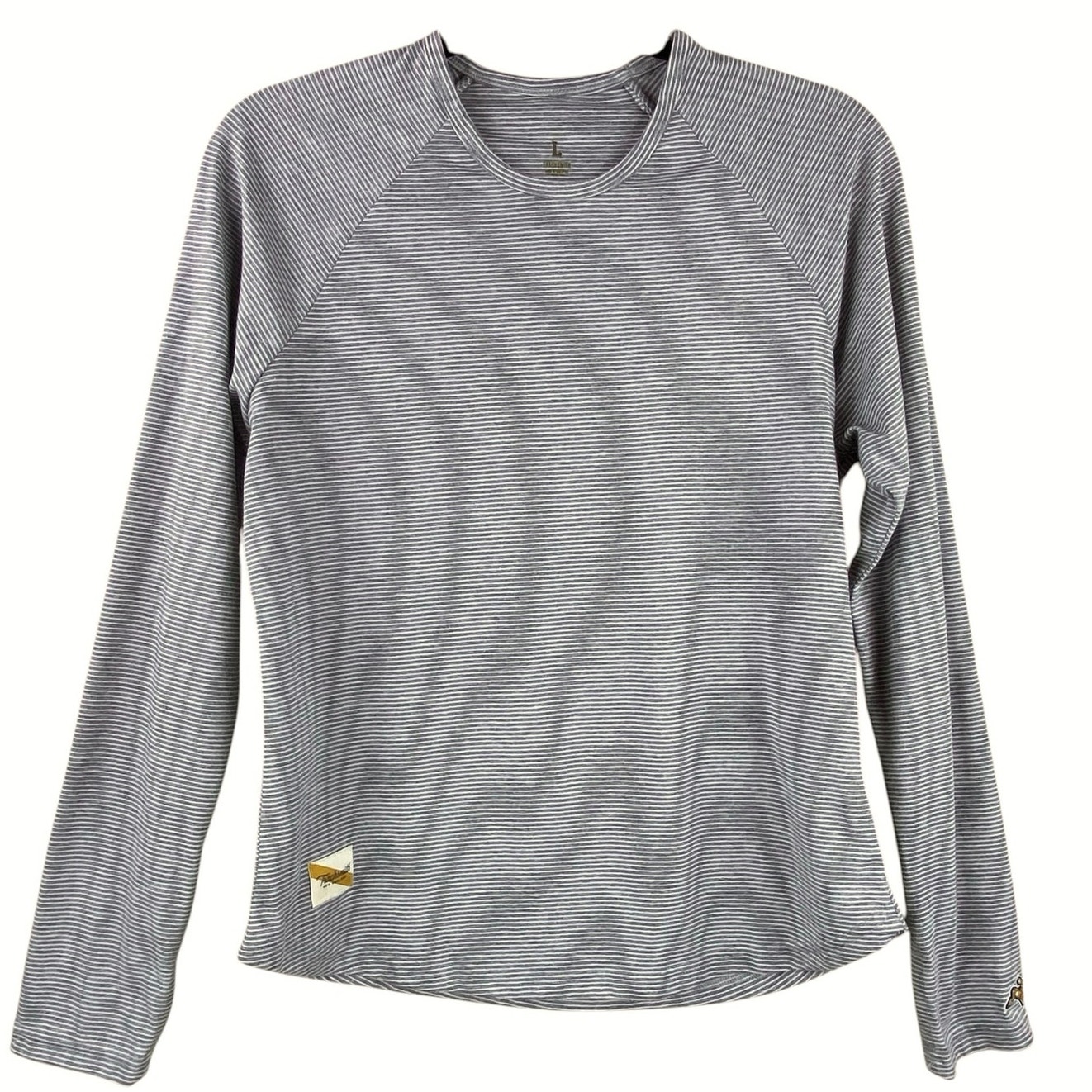 Tracksmith Womens Long Sleeve Striped Shirt Size L Gray Running Fitness